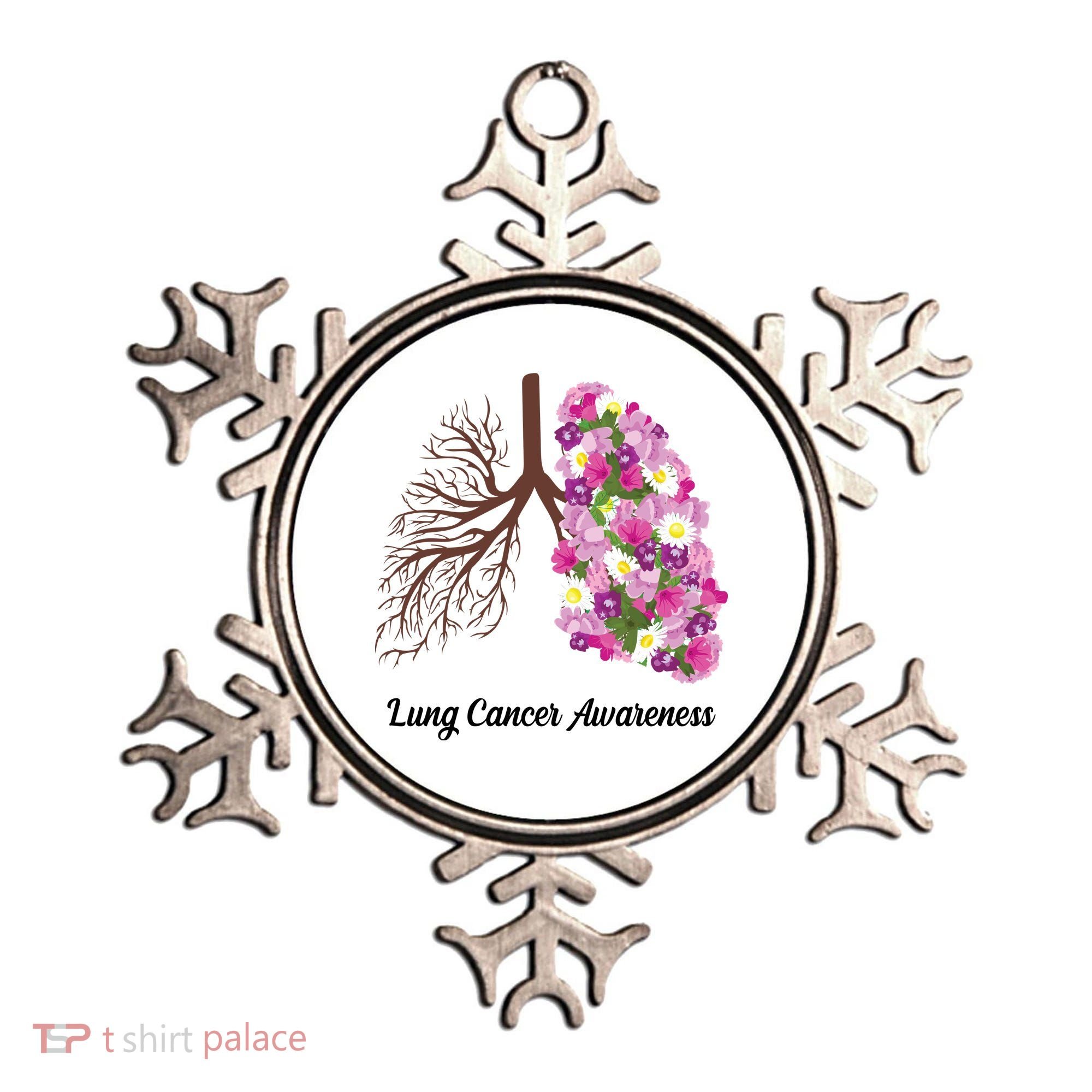 Lung Cancer Awareness Floral Ornament