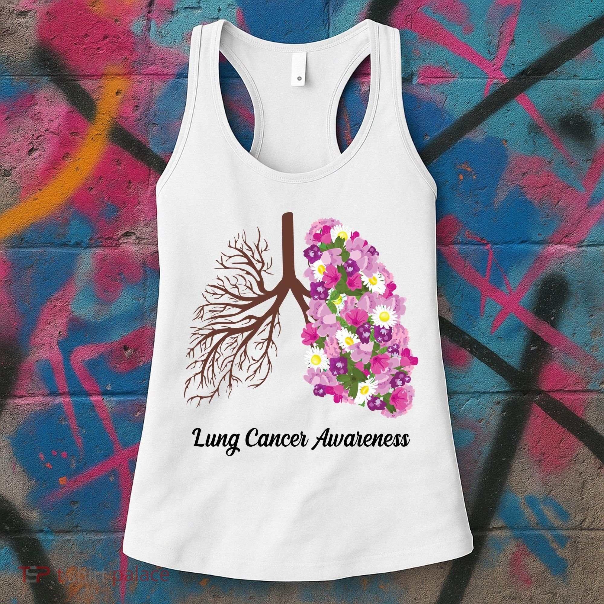 Lung Cancer Awareness Floral Women's Tank Top