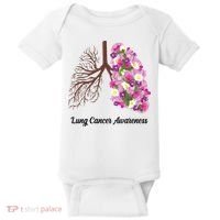 Lung Cancer Awareness Floral Baby Bodysuit thumb 0
