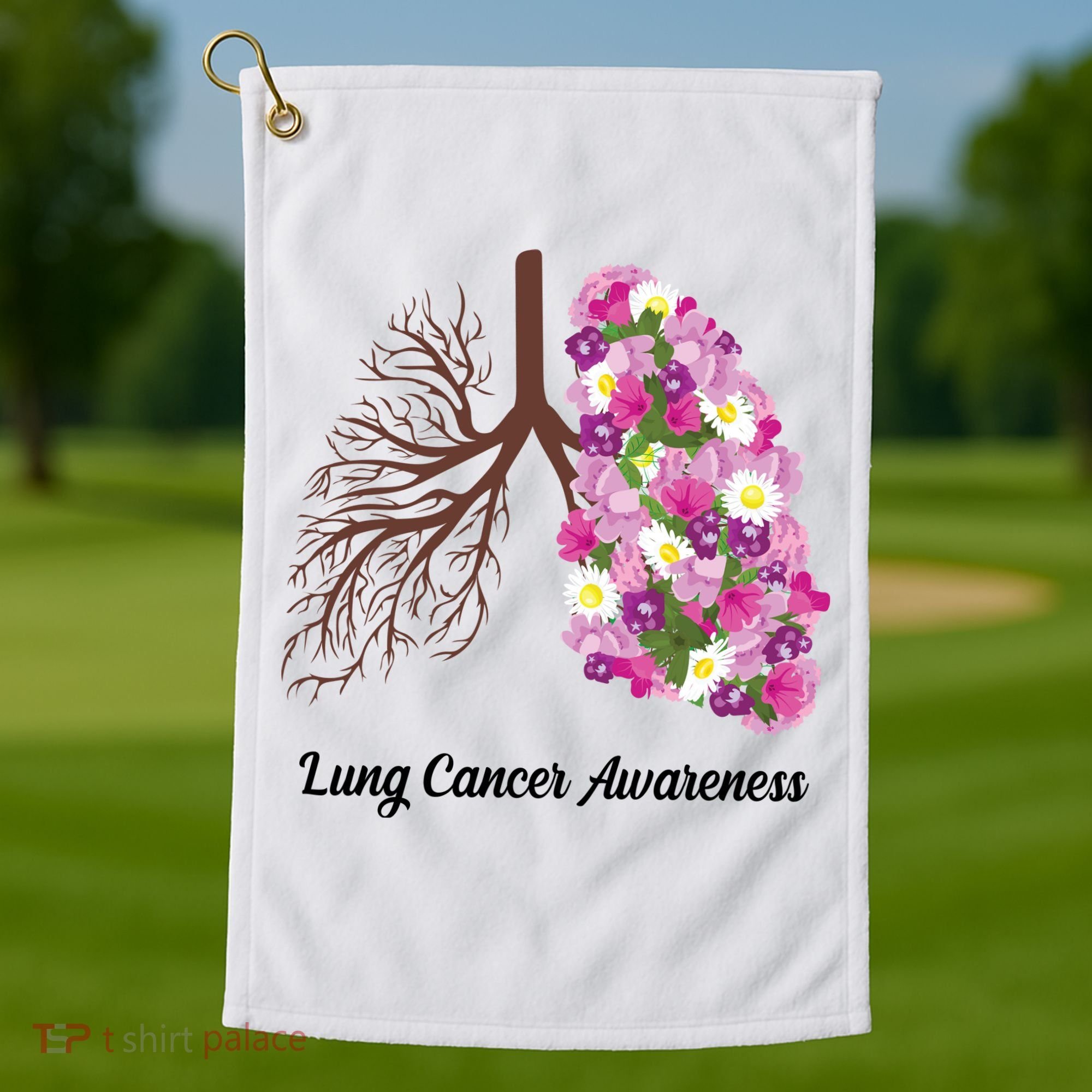 Lung Cancer Awareness Floral Golf Towel