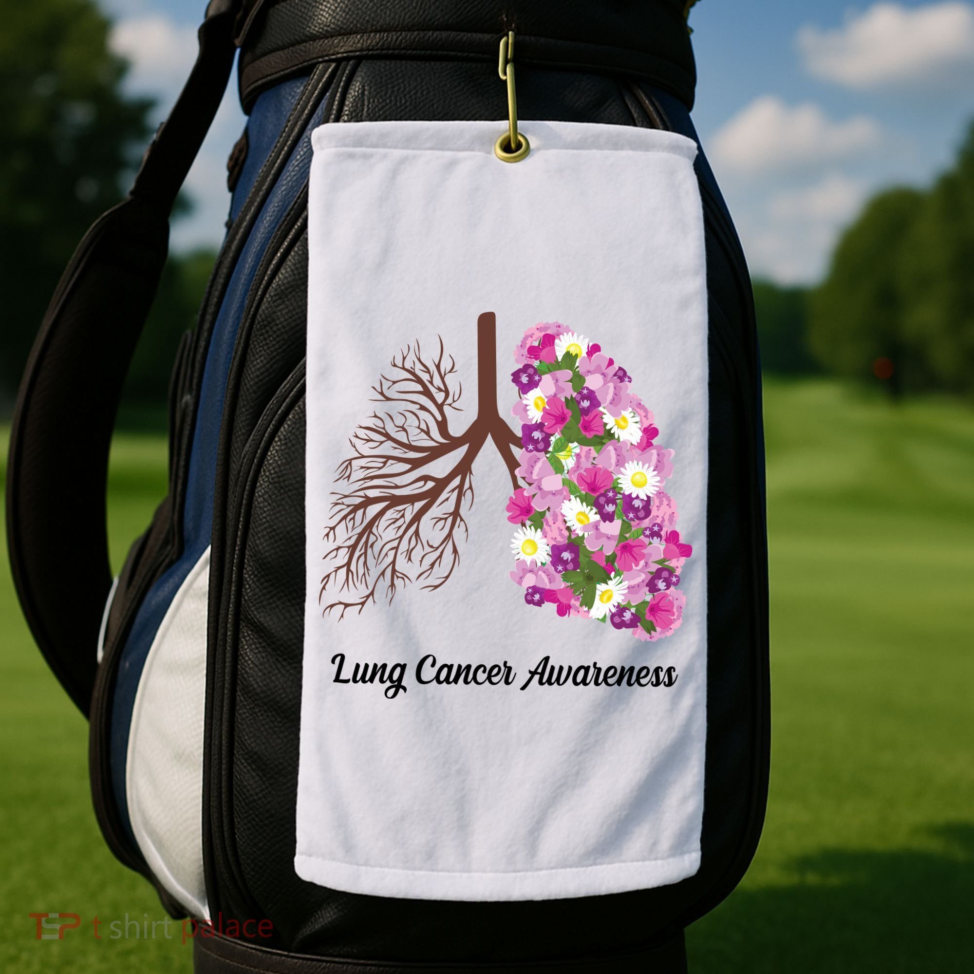 Lung Cancer Awareness Floral Golf Towel