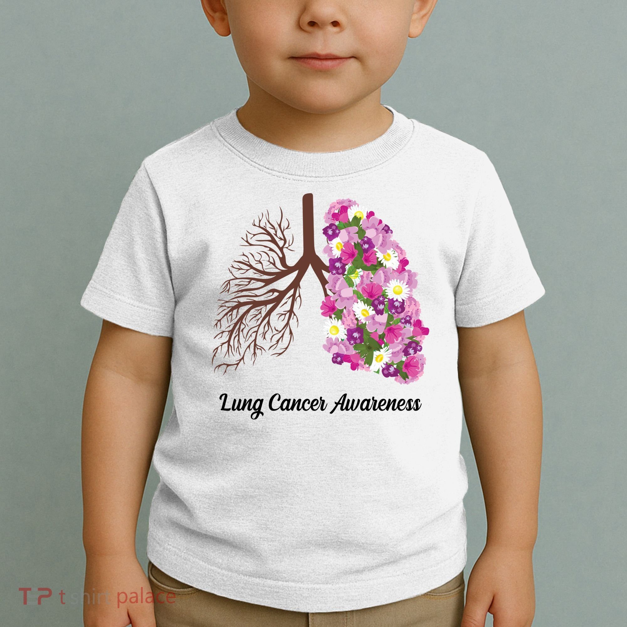 Lung Cancer Awareness Floral Toddler T-Shirt