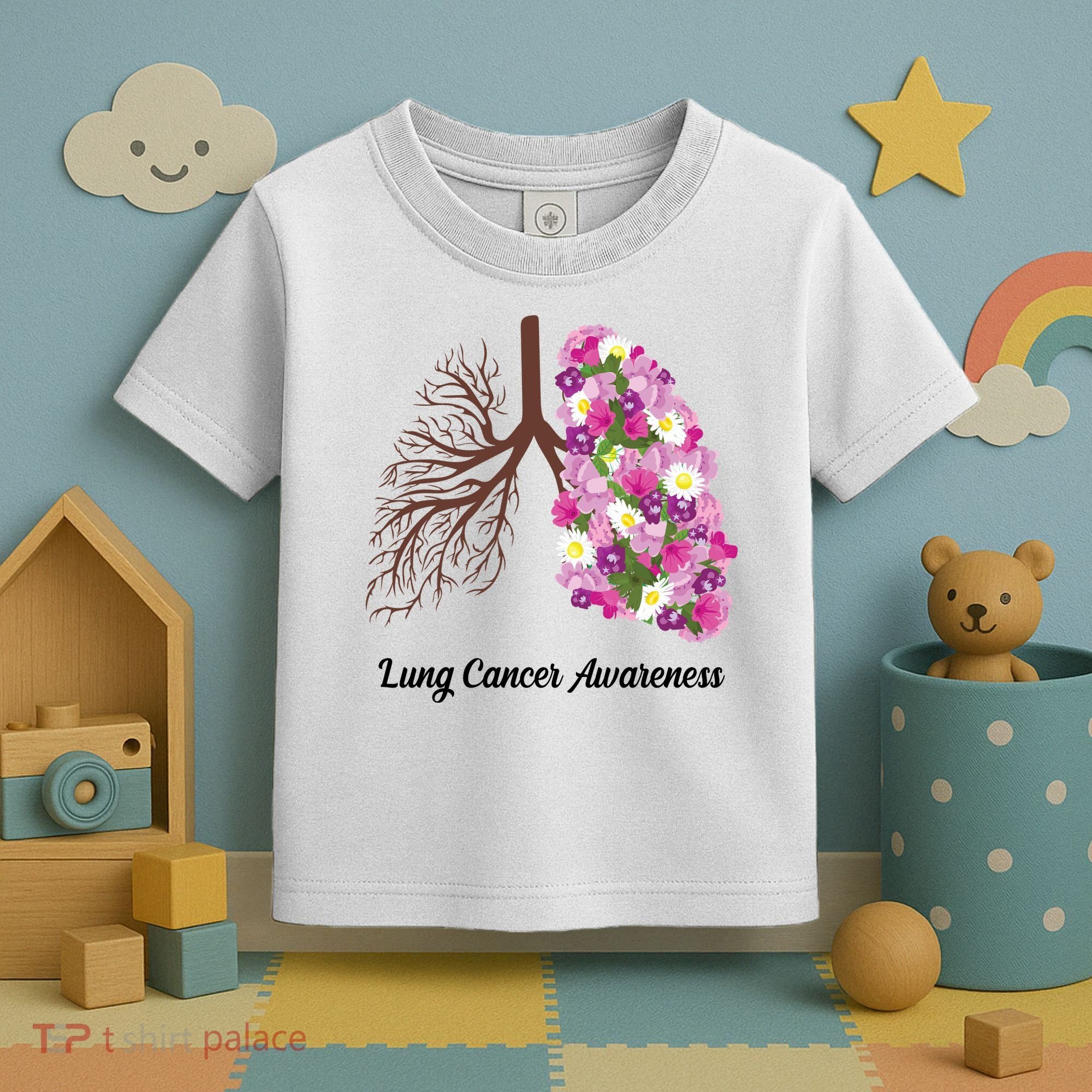 Lung Cancer Awareness Floral Toddler T-Shirt