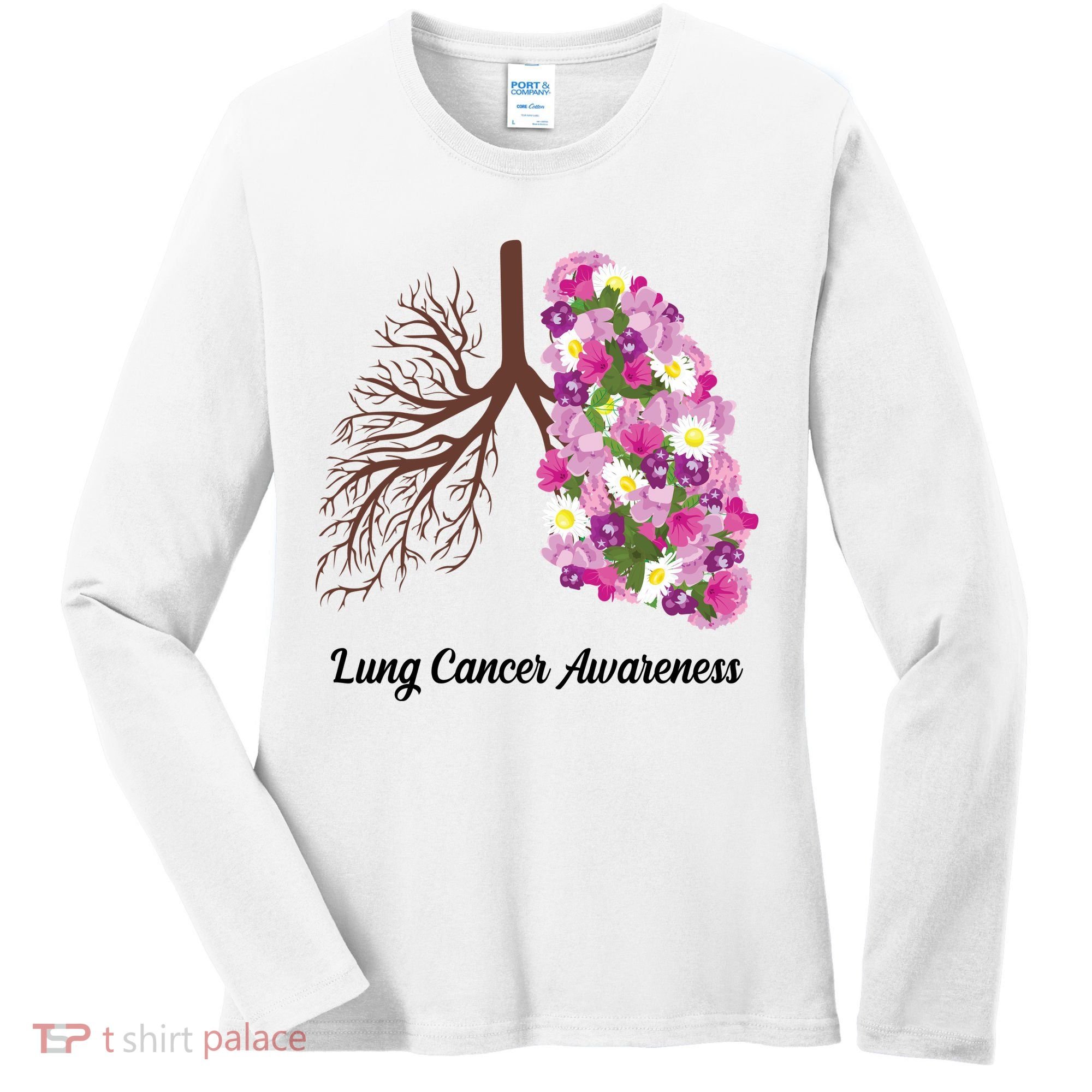Lung Cancer Awareness Floral Women's Long Sleeve Shirt