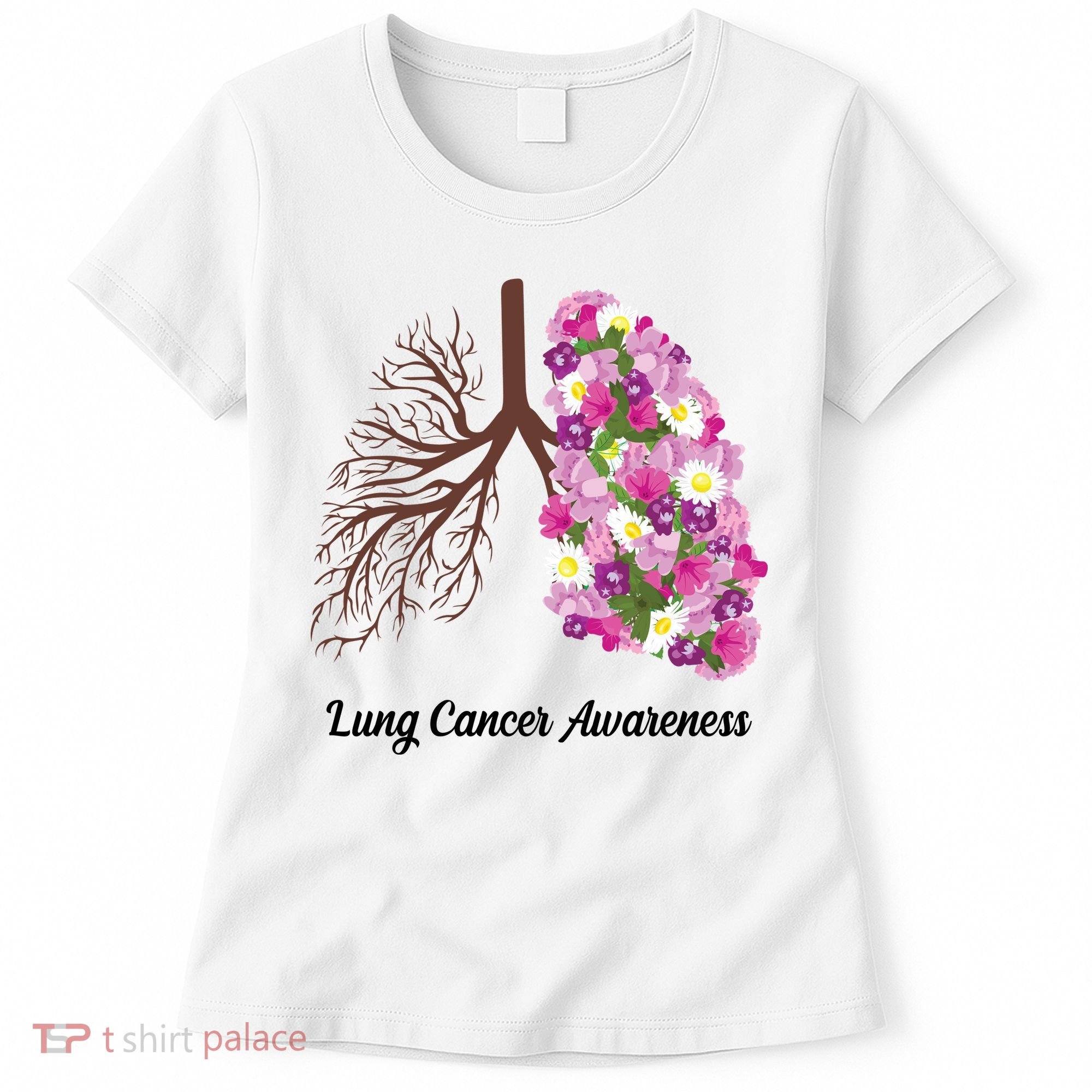 Lung Cancer Awareness Floral Women's T-Shirt