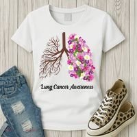 Lung Cancer Awareness Floral Women's T-Shirt thumb 3