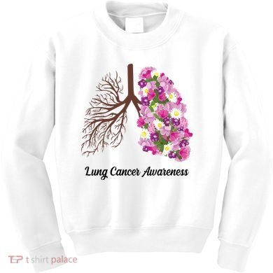 Lung Cancer Awareness Floral Kids Sweatshirt