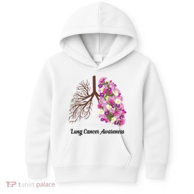 Lung Cancer Awareness Floral Kids Hoodie