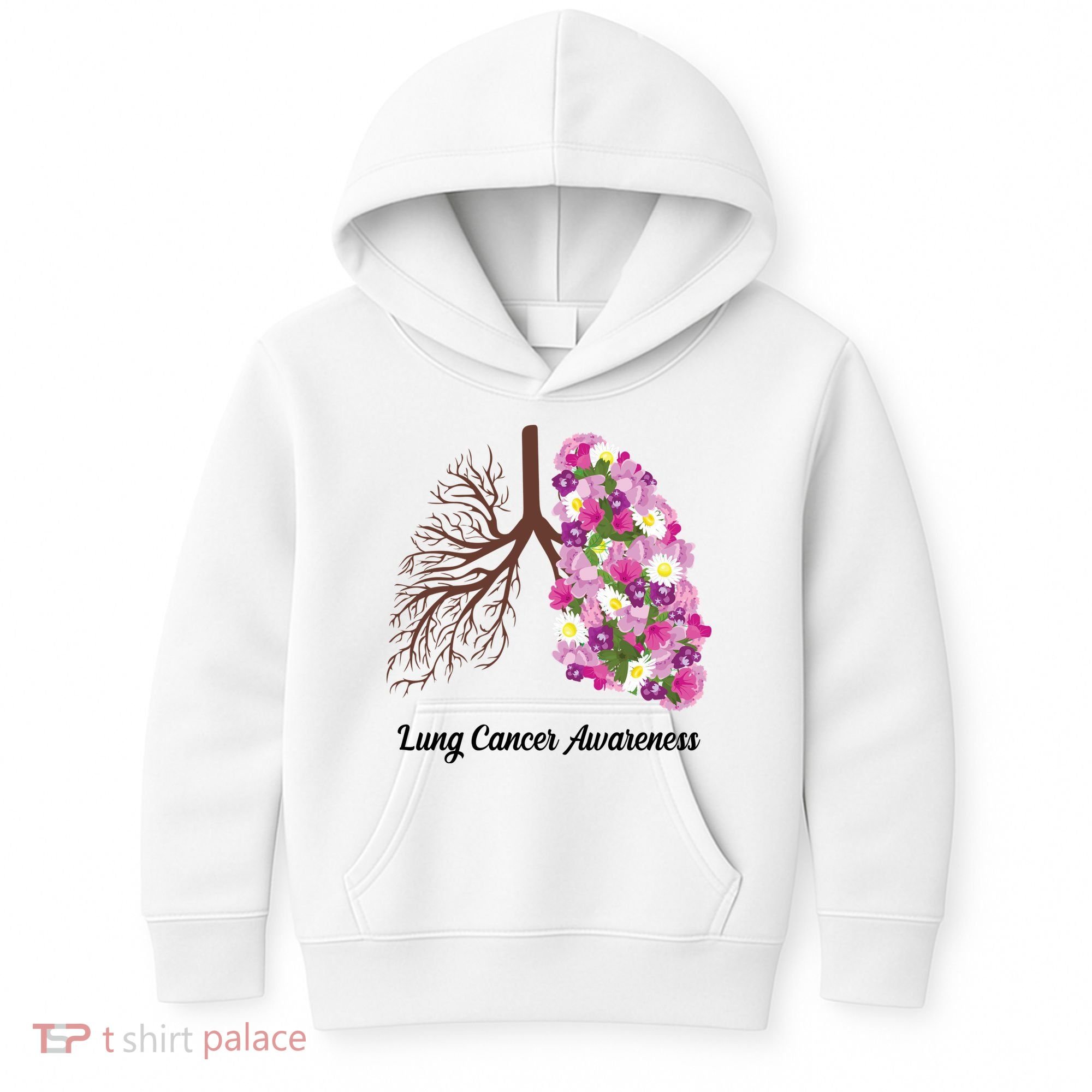 Lung Cancer Awareness Floral Kids Hoodie