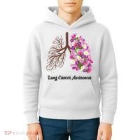Lung Cancer Awareness Floral Kids Hoodie thumb 4