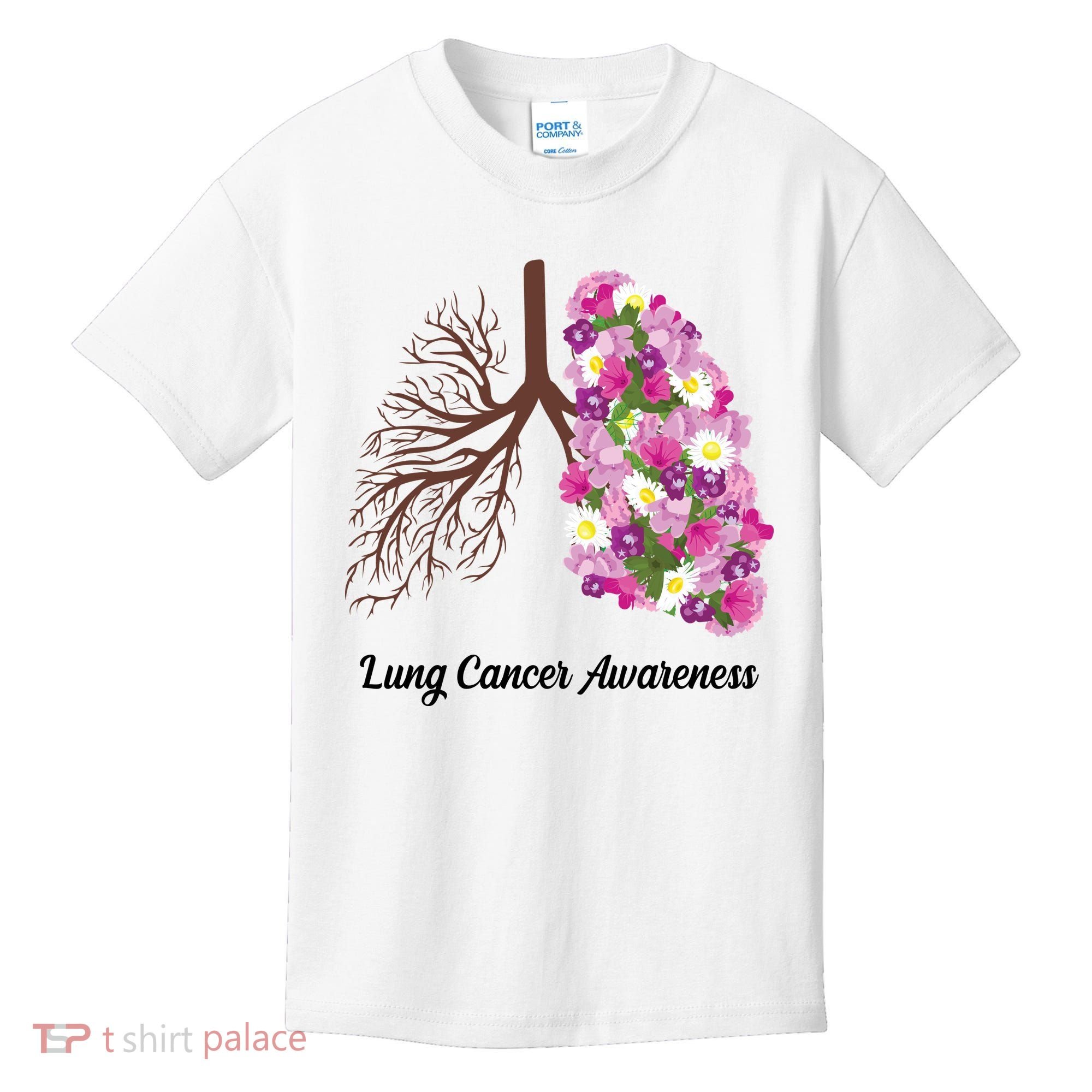 Lung Cancer Awareness Floral Kids T-Shirt