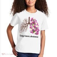 Lung Cancer Awareness Floral Kids T-Shirt thumb 2