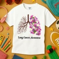 Lung Cancer Awareness Floral Kids T-Shirt thumb 3