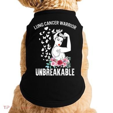 Lung Cancer Awareness Warrior Unbreakable Strong Gift Doggie Tank