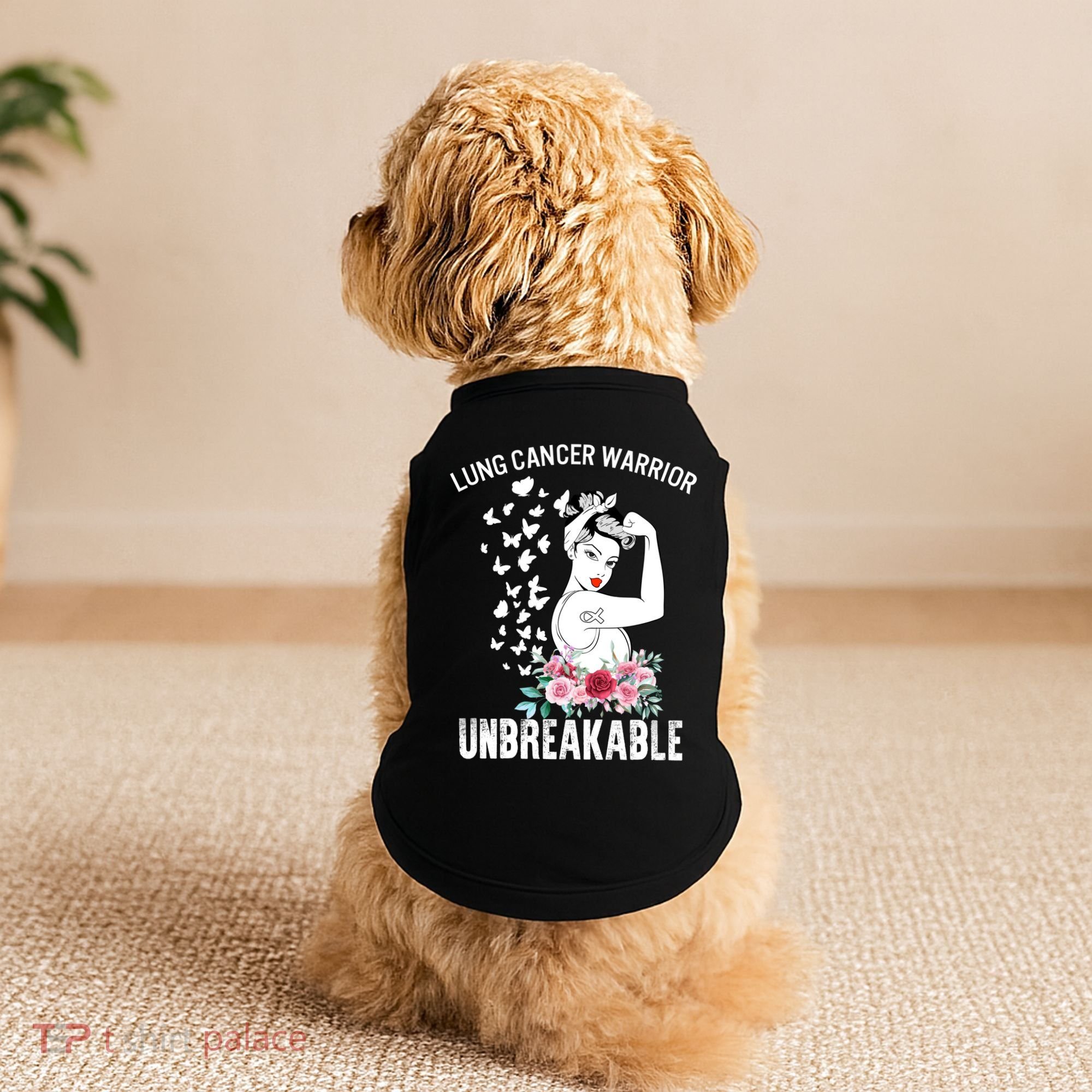 Lung Cancer Awareness Warrior Unbreakable Strong Gift Doggie Tank