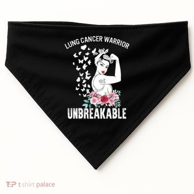 Lung Cancer Awareness Warrior Unbreakable Strong Gift USA-Made Doggie Bandana