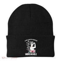 Lung Cancer Awareness Warrior Unbreakable Strong Gift Beanie thumb 0