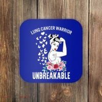 Lung Cancer Awareness Warrior Unbreakable Strong Gift Coaster thumb 0