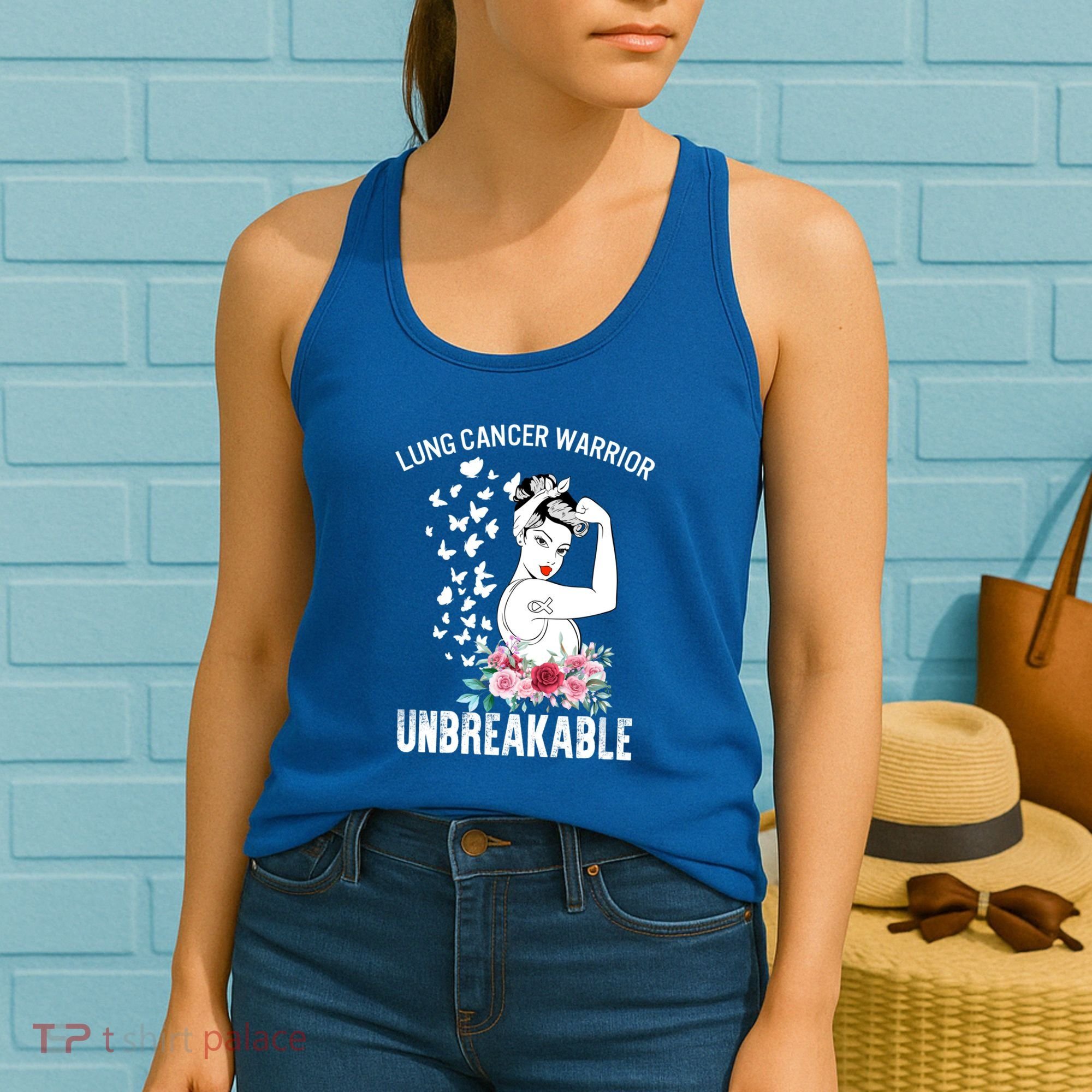 Lung Cancer Awareness Warrior Unbreakable Strong Gift Women's Tank Top