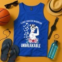 Lung Cancer Awareness Warrior Unbreakable Strong Gift Tank Top thumb 4