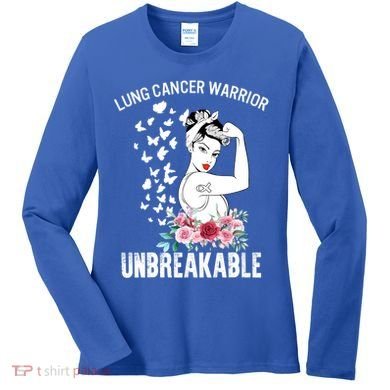 Lung Cancer Awareness Warrior Unbreakable Strong Gift Women's Long Sleeve Shirt