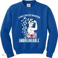 Lung Cancer Awareness Warrior Unbreakable Strong Gift Kids Sweatshirt thumb 0