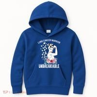 Lung Cancer Awareness Warrior Unbreakable Strong Gift Kids Hoodie thumb 0