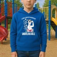 Lung Cancer Awareness Warrior Unbreakable Strong Gift Kids Hoodie thumb 2