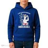 Lung Cancer Awareness Warrior Unbreakable Strong Gift Kids Hoodie thumb 4