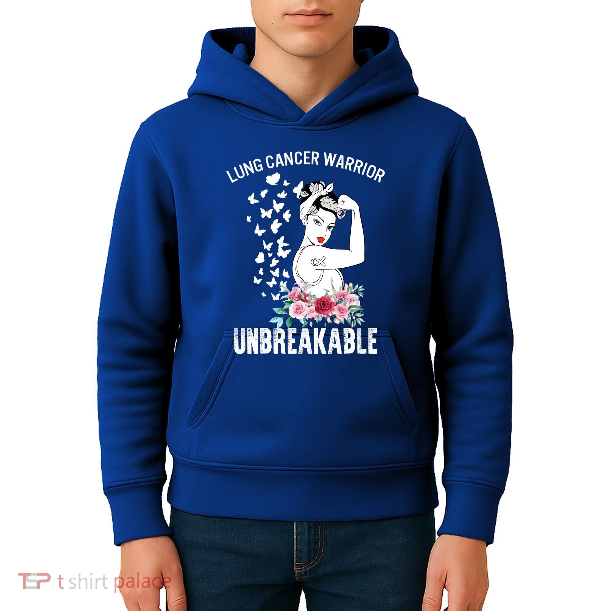 Lung Cancer Awareness Warrior Unbreakable Strong Gift Kids Hoodie