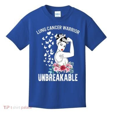 Lung Cancer Awareness Warrior Unbreakable Strong Gift Kids T-Shirt