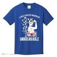 Lung Cancer Awareness Warrior Unbreakable Strong Gift Kids T-Shirt thumb 0