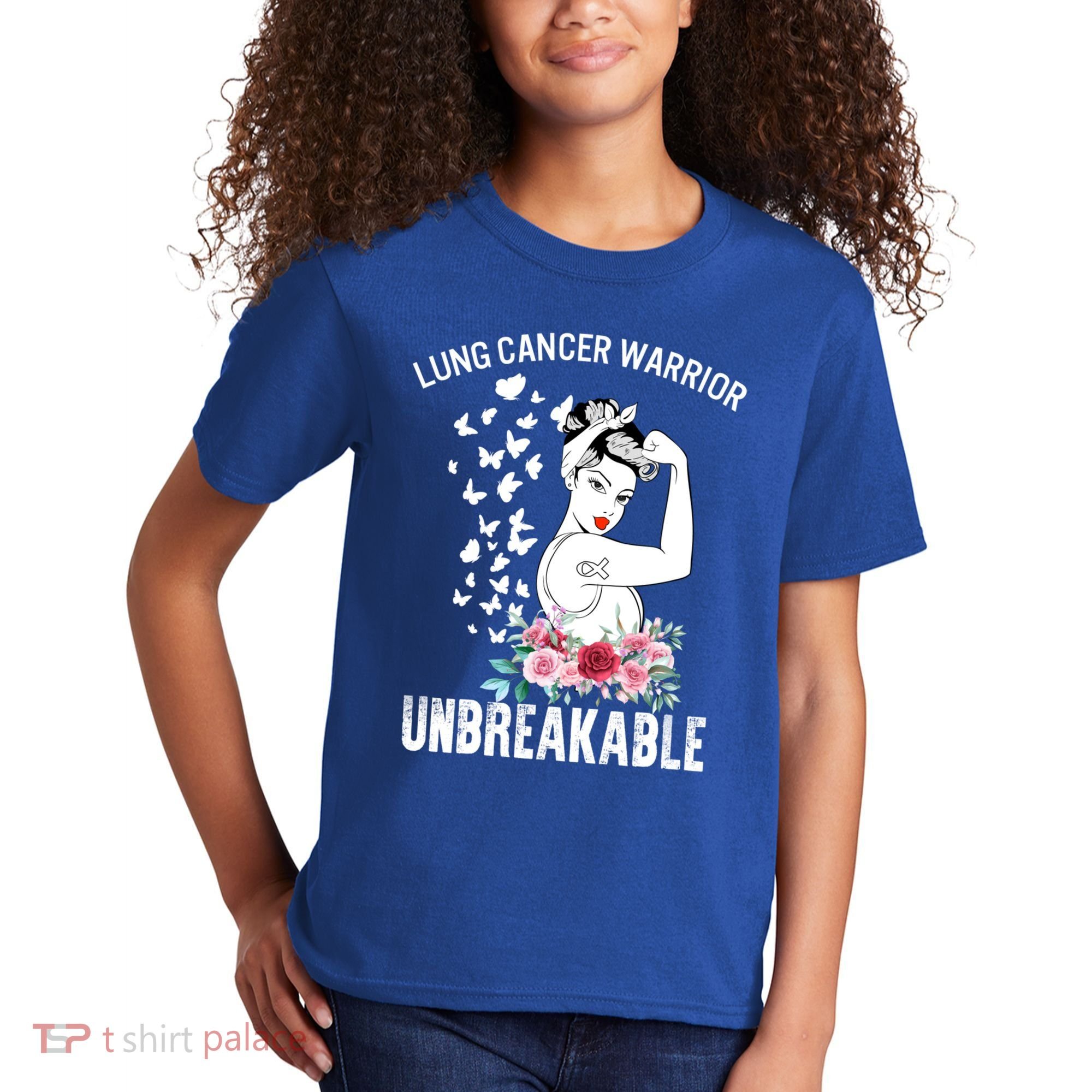 Lung Cancer Awareness Warrior Unbreakable Strong Gift Kids T-Shirt