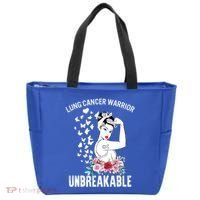 Lung Cancer Awareness Warrior Unbreakable Strong Gift Tote Bag thumb 0