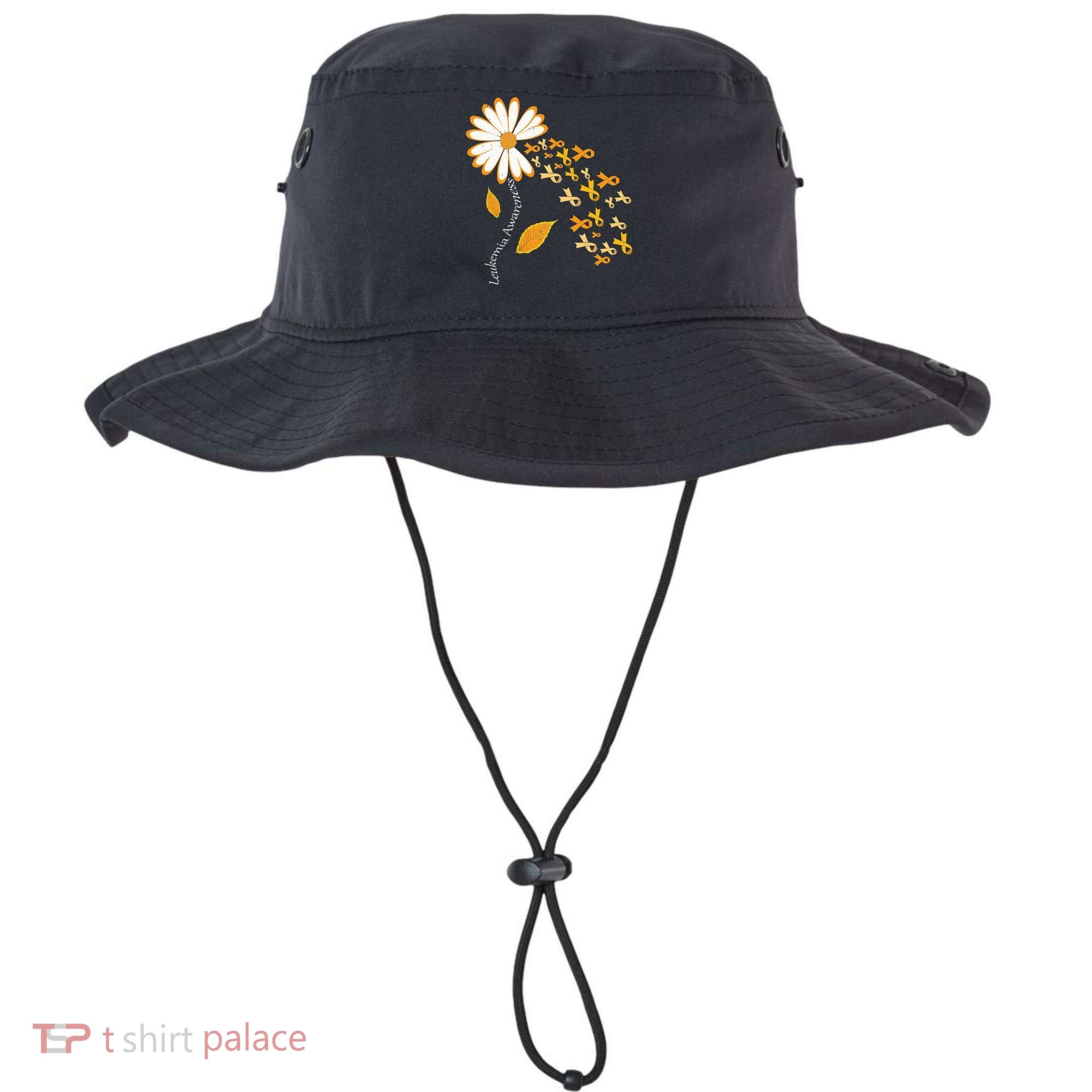 Leukemia Cancer Awareness Orange Ribbon Daisy Flower Bucket Hat