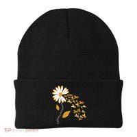 Leukemia Cancer Awareness Orange Ribbon Daisy Flower Beanie thumb 0