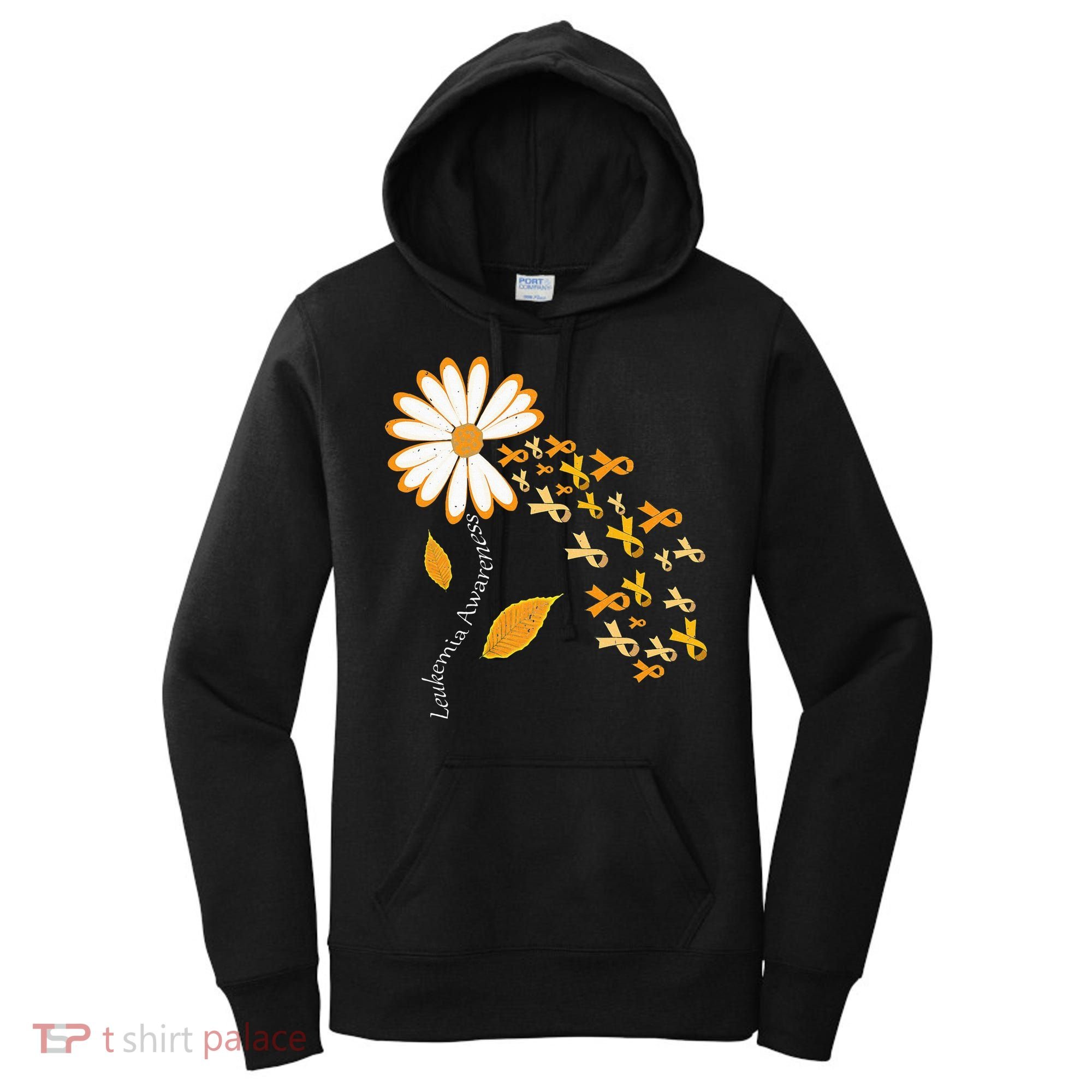 Leukemia Cancer Awareness Orange Ribbon Daisy Flower Women's Hoodie