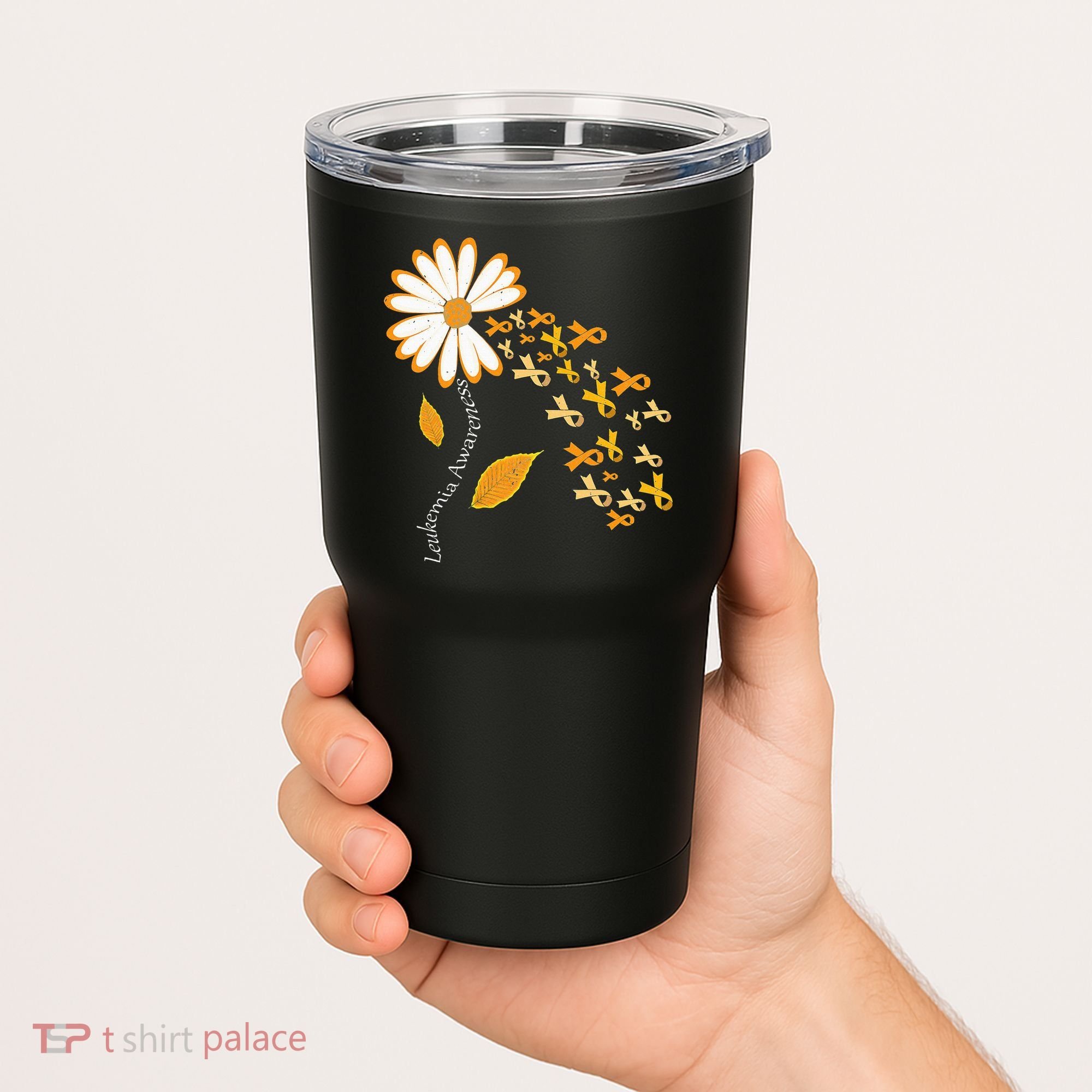 Leukemia Cancer Awareness Orange Ribbon Daisy Flower Tumbler