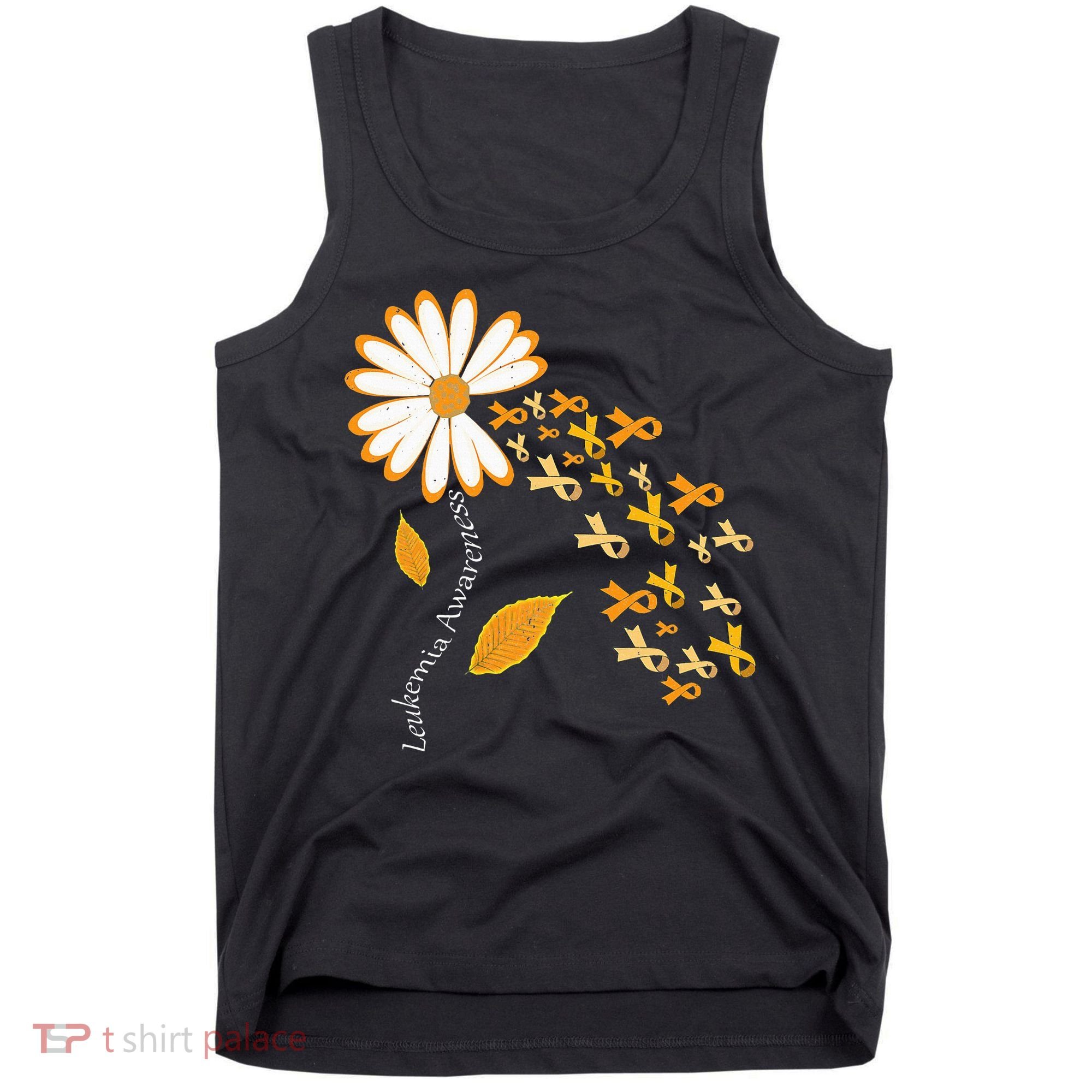 Leukemia Cancer Awareness Orange Ribbon Daisy Flower Tank Top