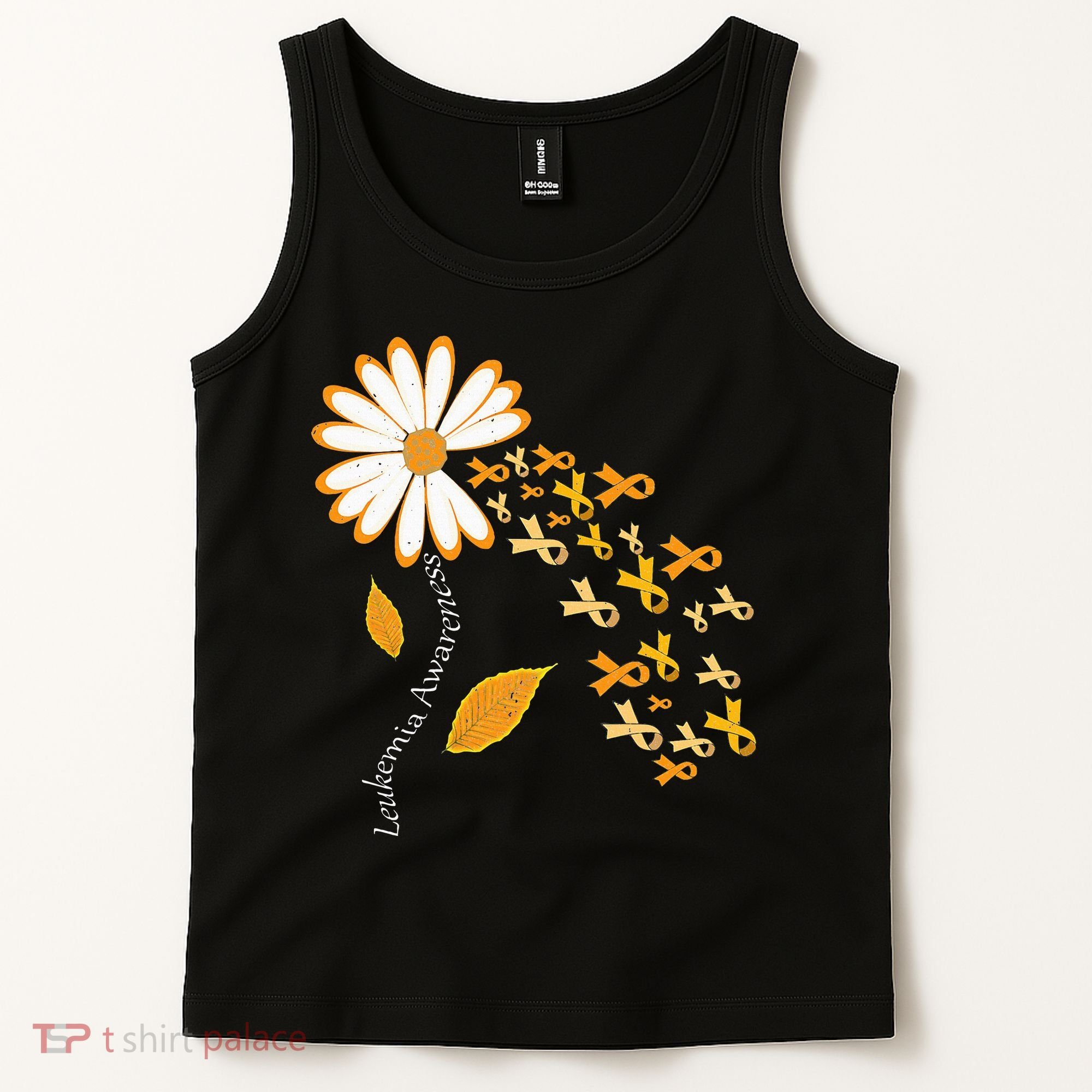 Leukemia Cancer Awareness Orange Ribbon Daisy Flower Tank Top