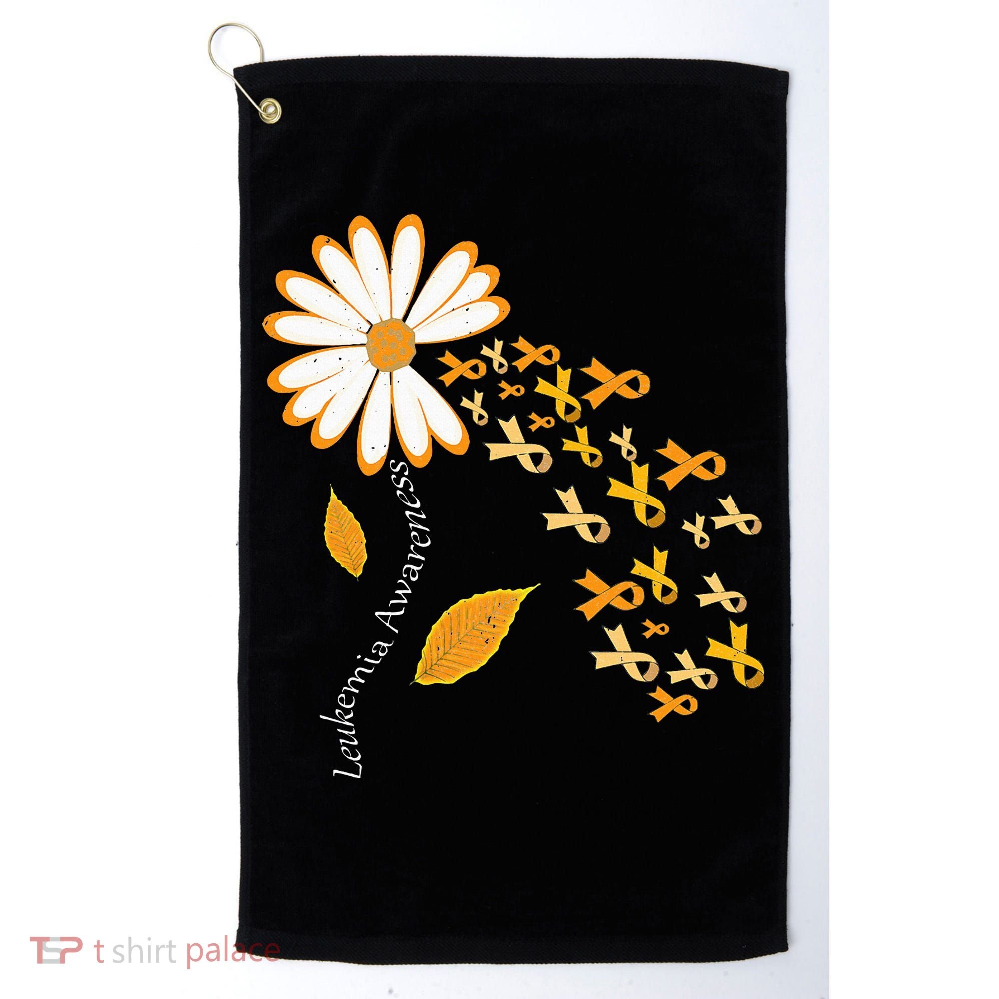 Leukemia Cancer Awareness Orange Ribbon Daisy Flower Golf Towel