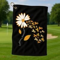 Leukemia Cancer Awareness Orange Ribbon Daisy Flower Golf Towel thumb 1