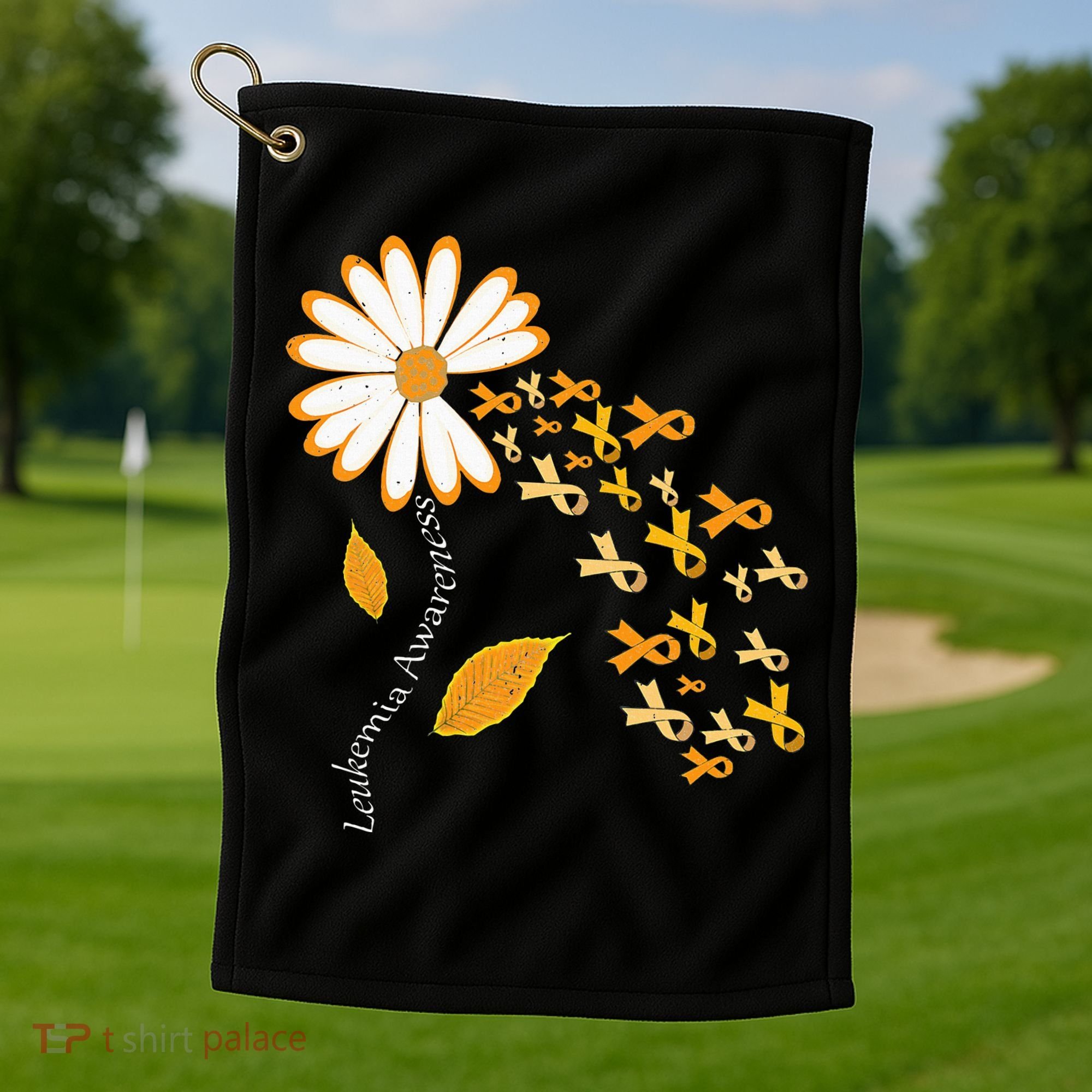 Leukemia Cancer Awareness Orange Ribbon Daisy Flower Golf Towel