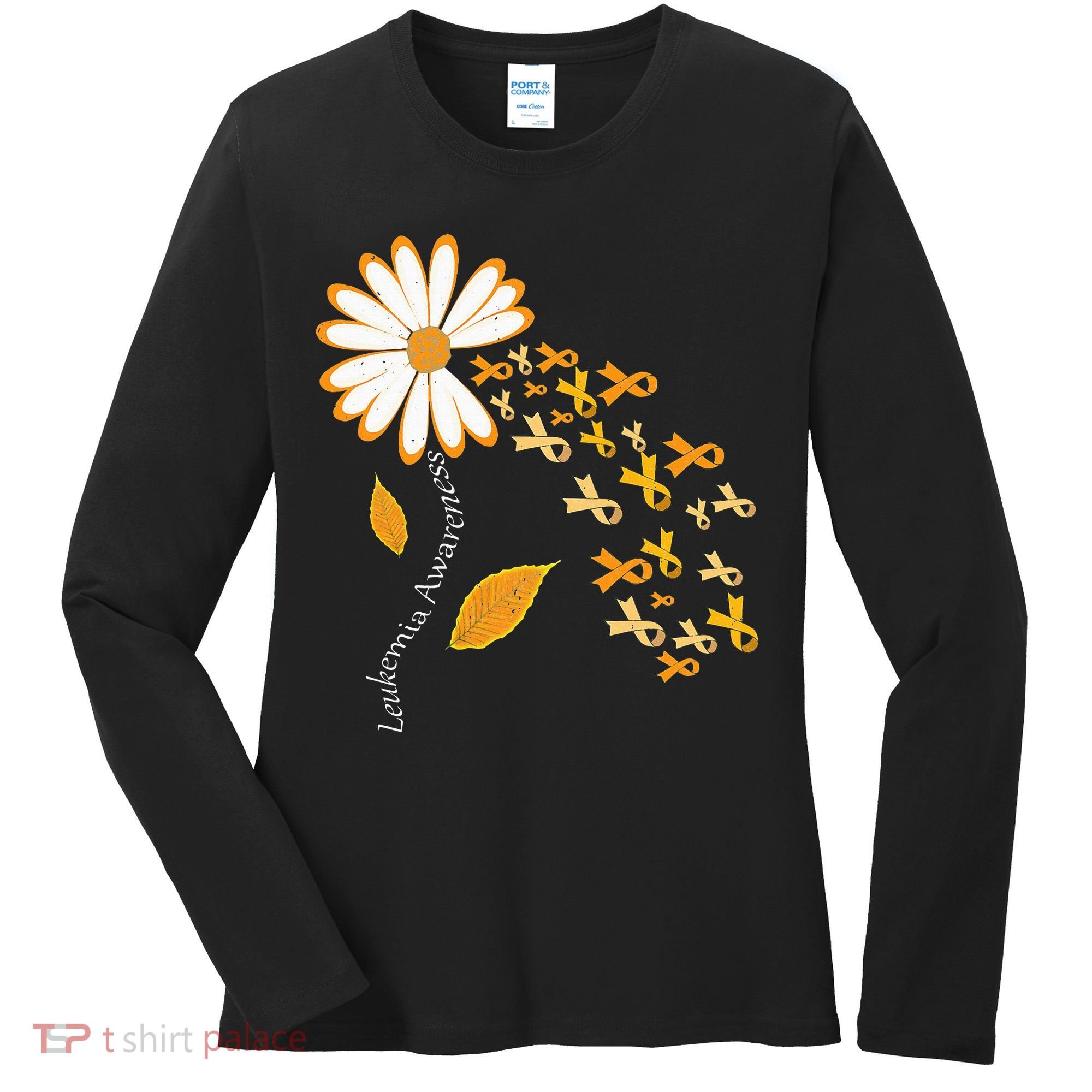 Leukemia Cancer Awareness Orange Ribbon Daisy Flower Women's Long Sleeve Shirt