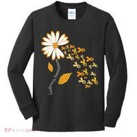 Leukemia Cancer Awareness Orange Ribbon Daisy Flower Kids Long Sleeve Shirt thumb 0