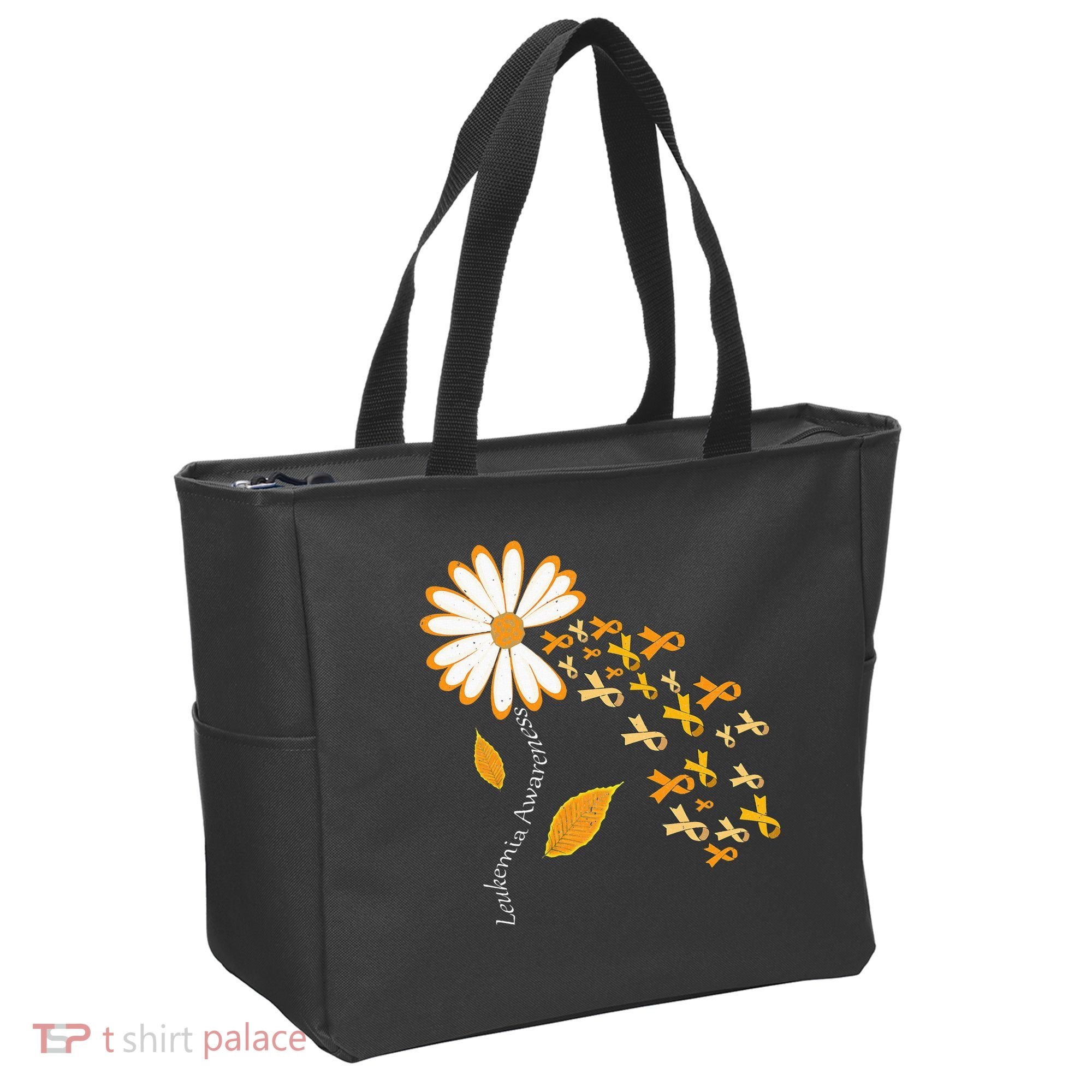 Leukemia Cancer Awareness Orange Ribbon Daisy Flower Tote Bag