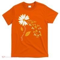 Leukemia Cancer Awareness Orange Ribbon Daisy Flower T-Shirt thumb 0