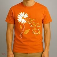 Leukemia Cancer Awareness Orange Ribbon Daisy Flower T-Shirt thumb 3