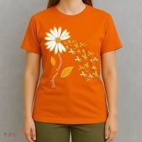Leukemia Cancer Awareness Orange Ribbon Daisy Flower T-Shirt thumb 4
