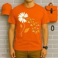 Leukemia Cancer Awareness Orange Ribbon Daisy Flower T-Shirt thumb 6